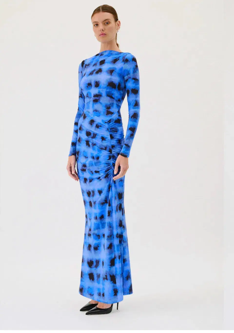 Suboo Shibori Long Sleeve Ruched Maxi Dress Blue Size S / AU 8 - Image 2