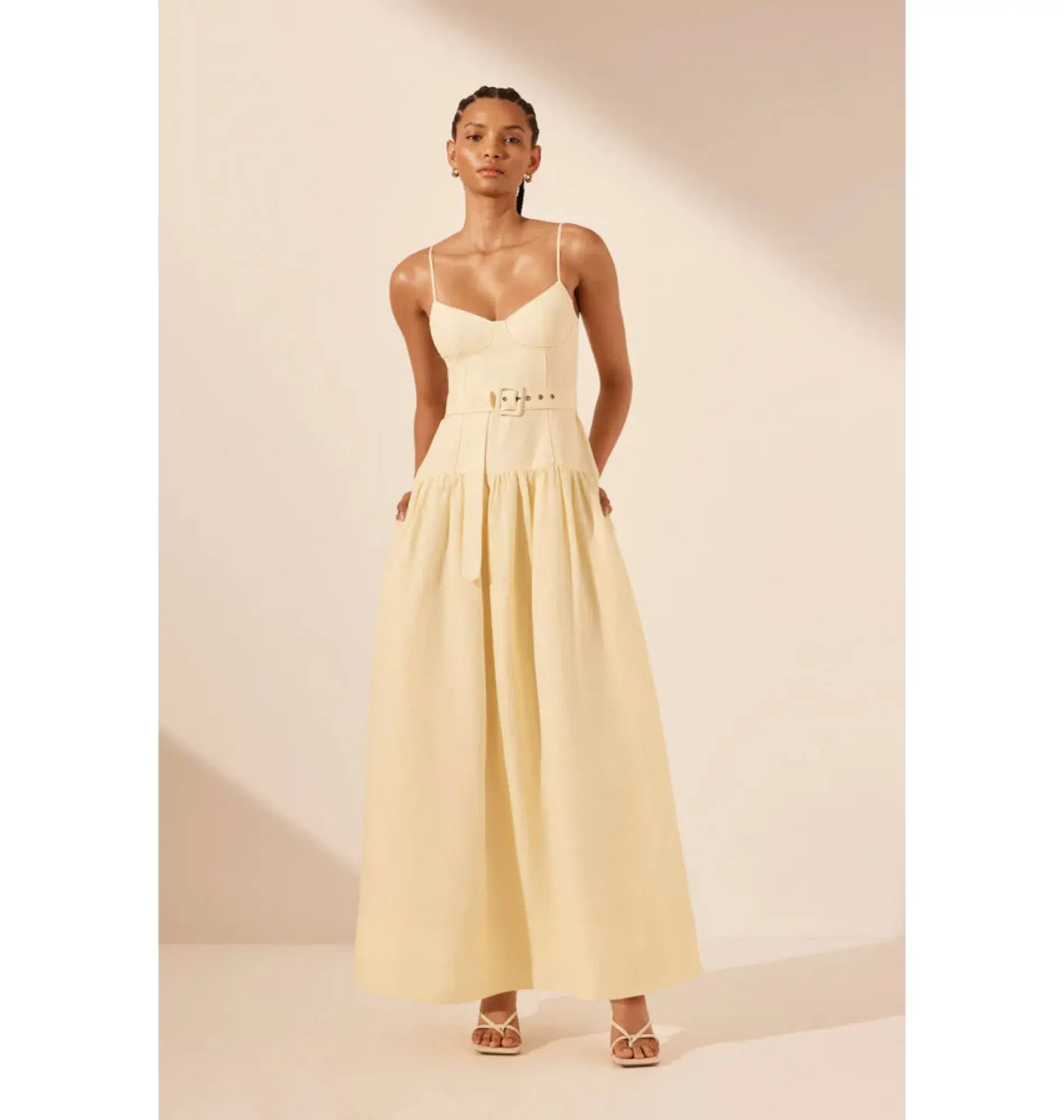 Shona Joy Limon Panelled Bustier Maxi Dress in Lemonade Size AU 8 - Image 1