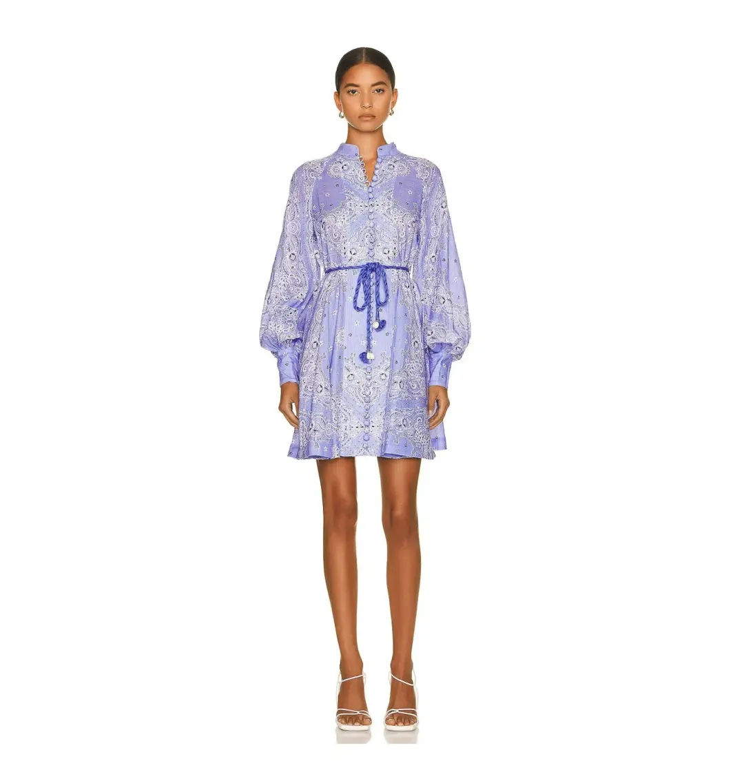Zimmermann Violet Button Up Mini Dress Purple Size 1 / Au 10 for rent on The Volte - main image