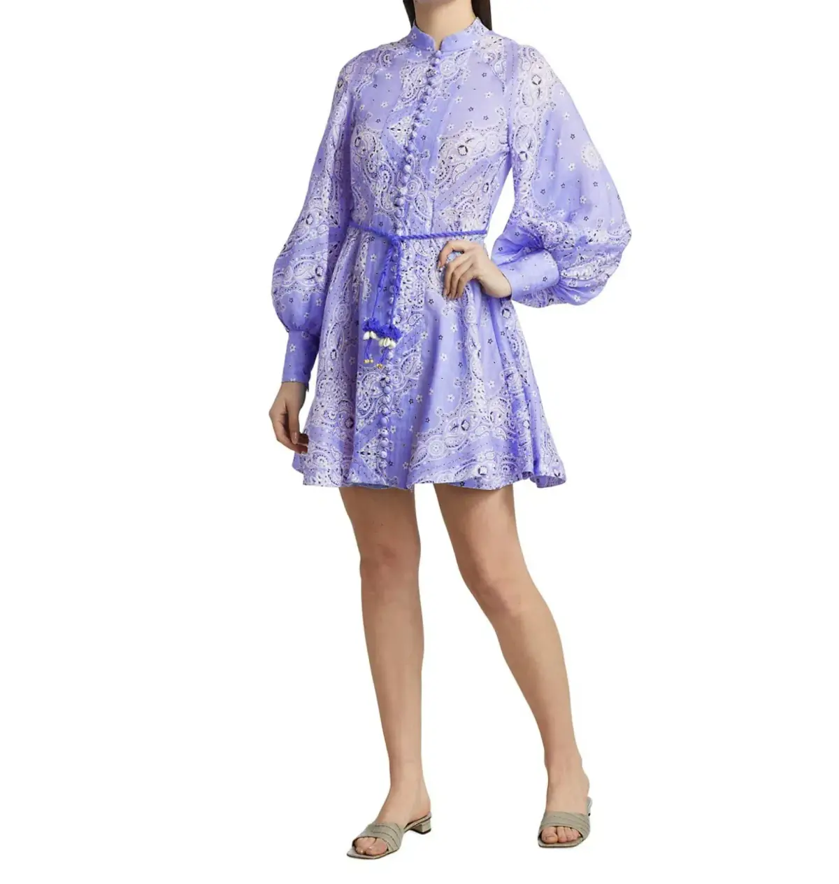 Zimmermann Violet Button Up Mini Dress Purple Size 1 / Au 10 - Image 2