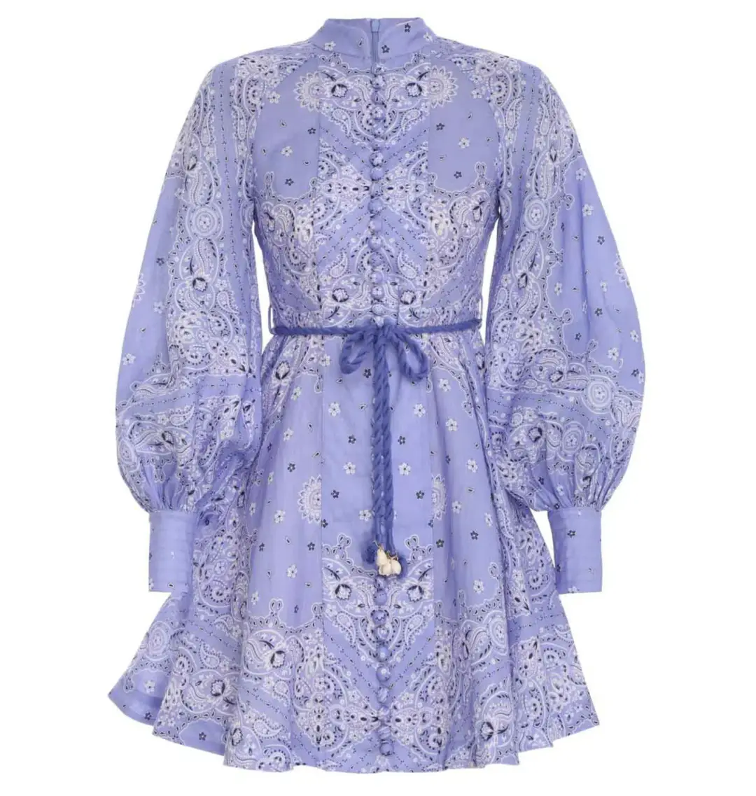 Zimmermann Violet Button Up Mini Dress Purple Size 1 / Au 10 for rent on The Volte - main image
