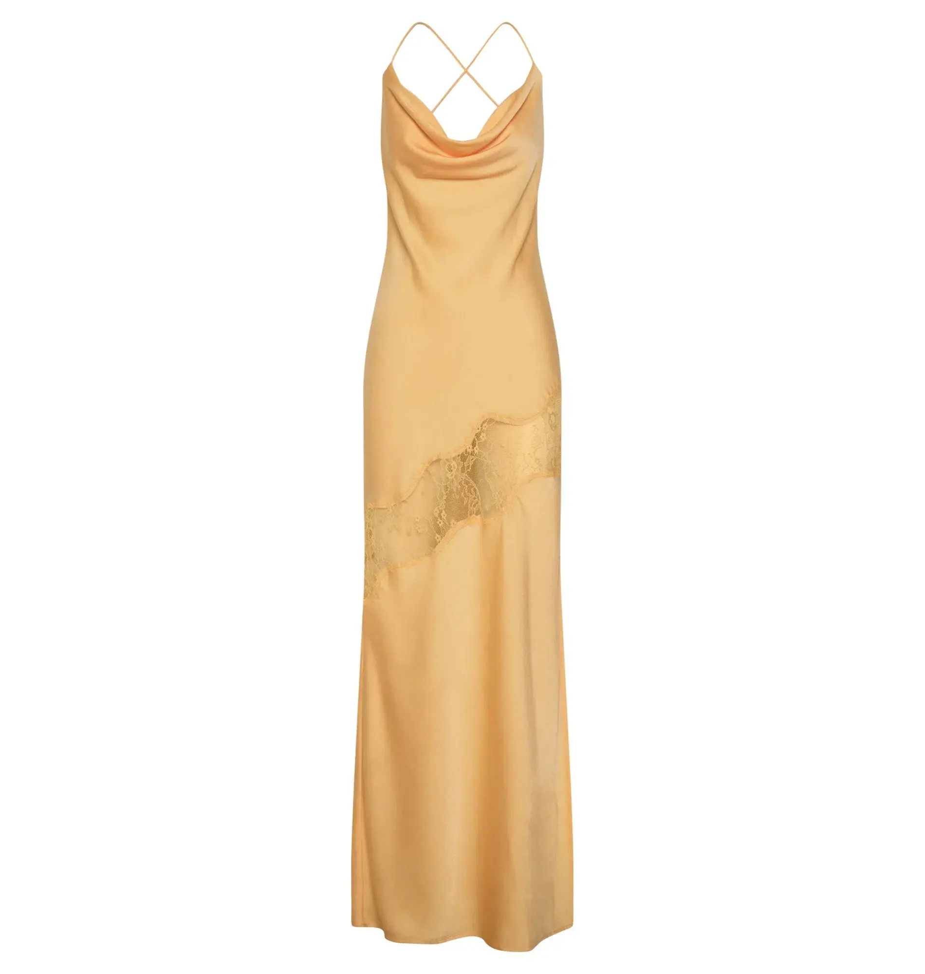Meshki Chandra Lace Detail Satin Maxi Dress Lemon Size XS / AU 6 - Image 5