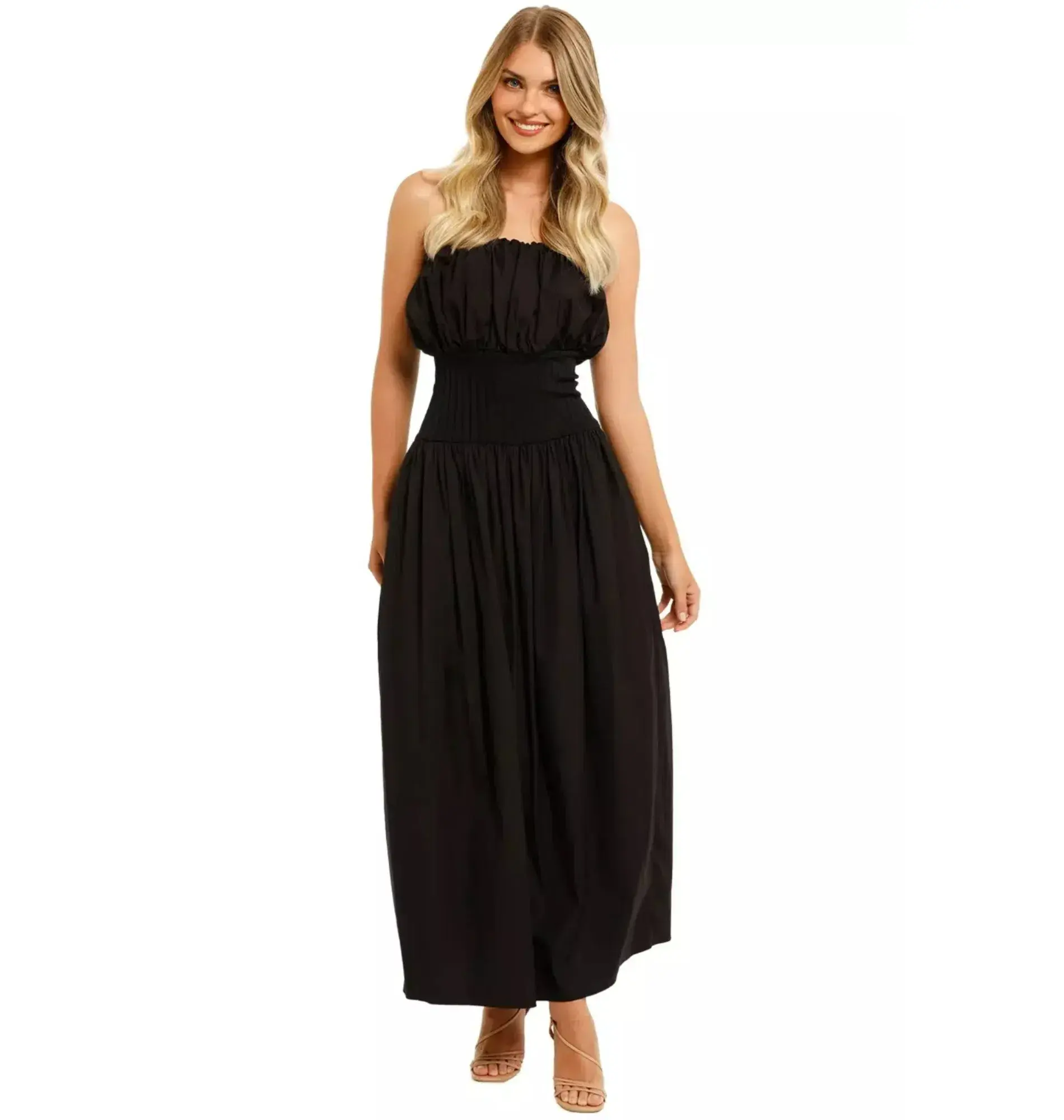 Esse Studios Strapless Ribbed Dress Black Size AU 12 - Image 1