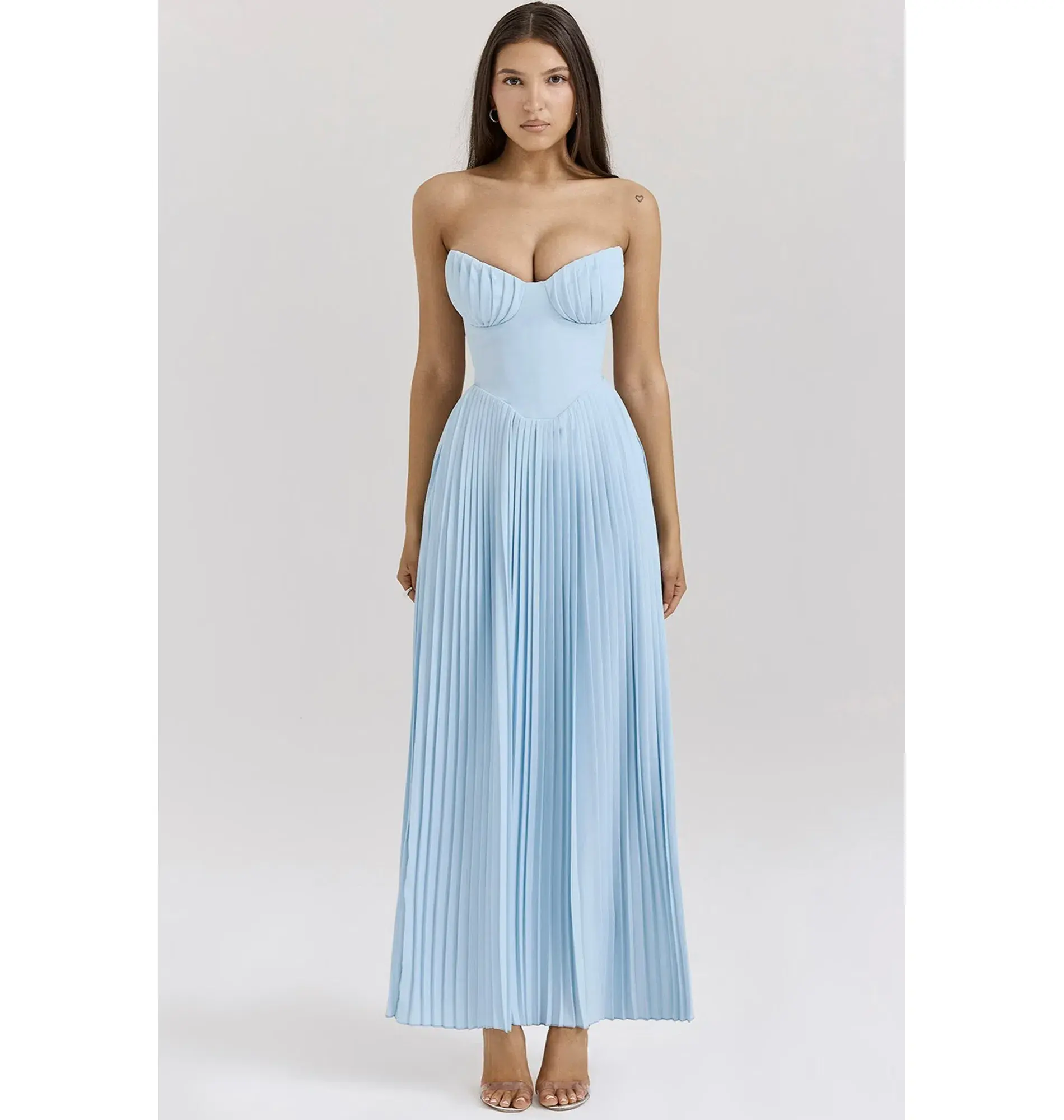 House Of CB Marcella Pleated Maxi Dress Ocean Blue Size AU 6 - Image 1