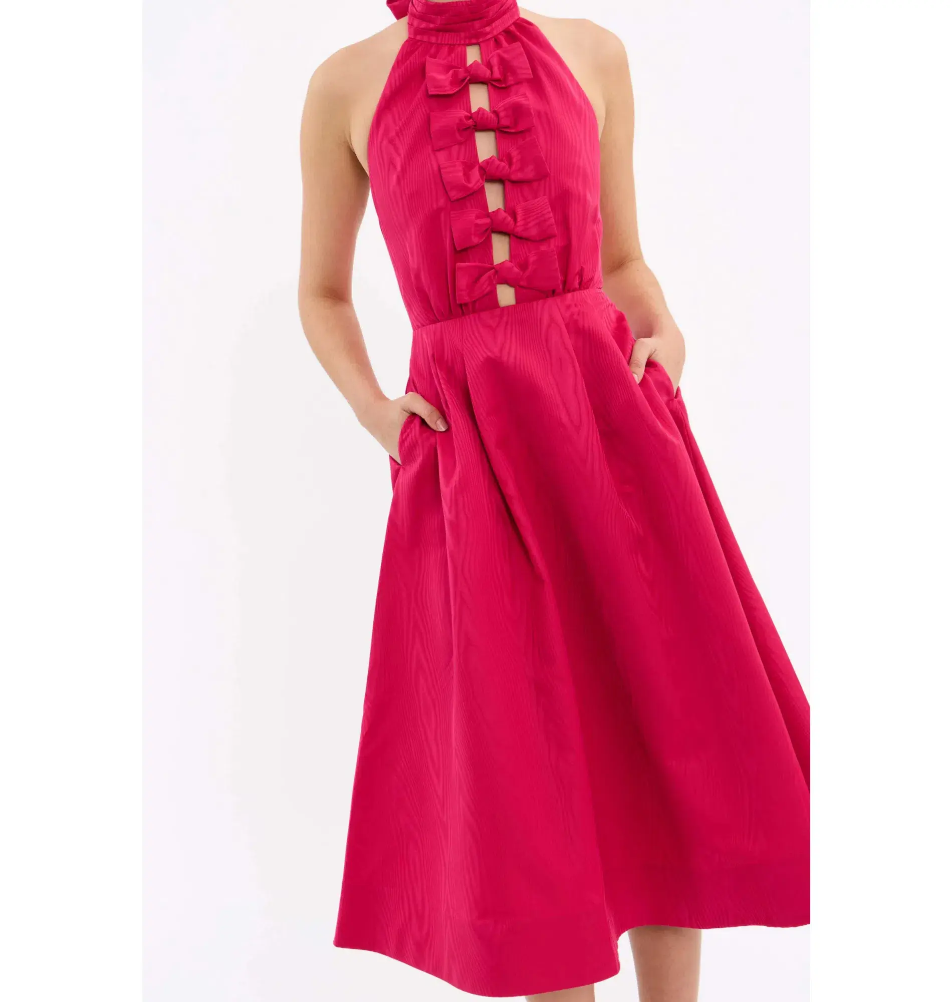 Rebecca Vallance Tahlia Halter Midi Dress Pink Size AU 10 - Image 2