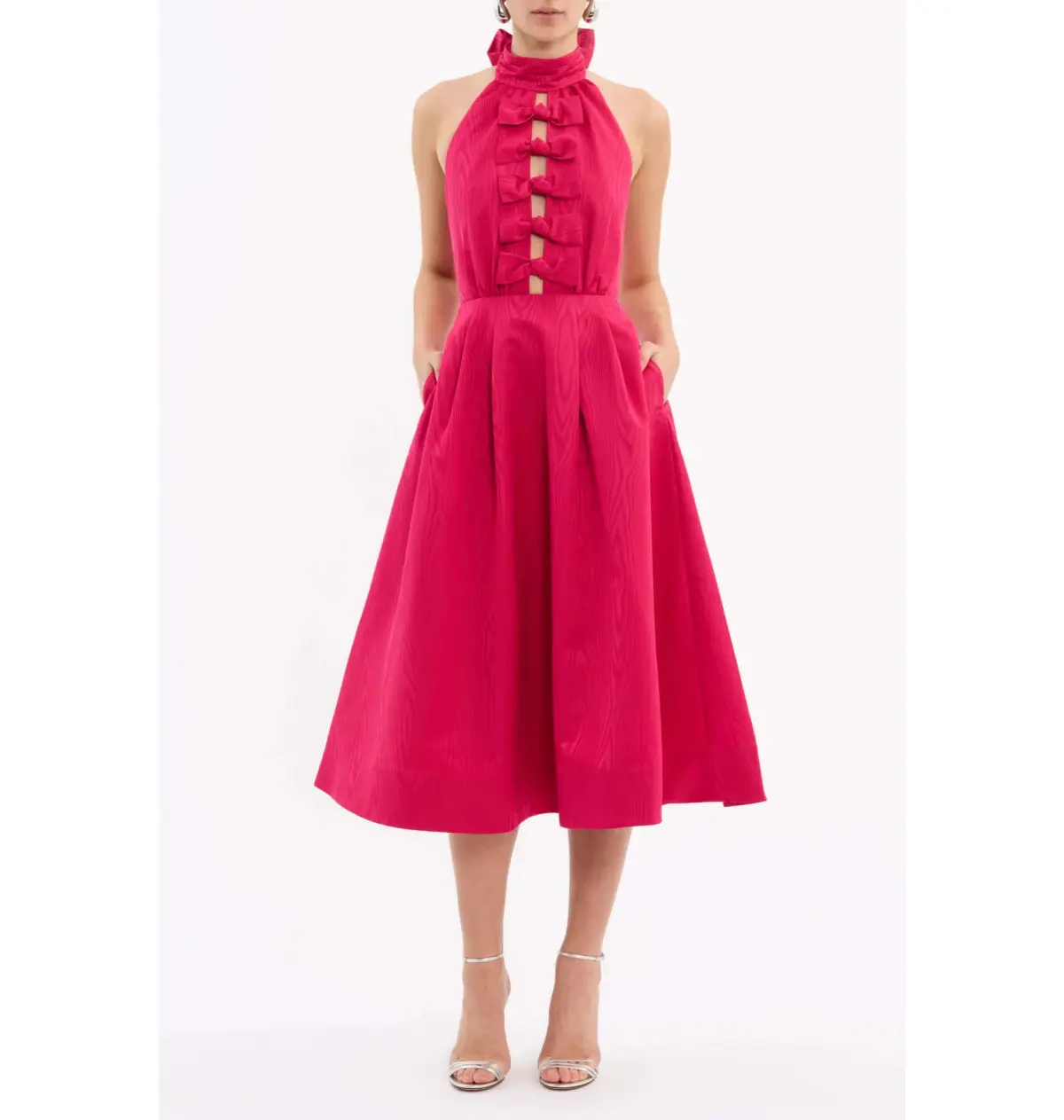 Rebecca Vallance Tahlia Halter Midi Dress Pink Size AU 10 - Image 1