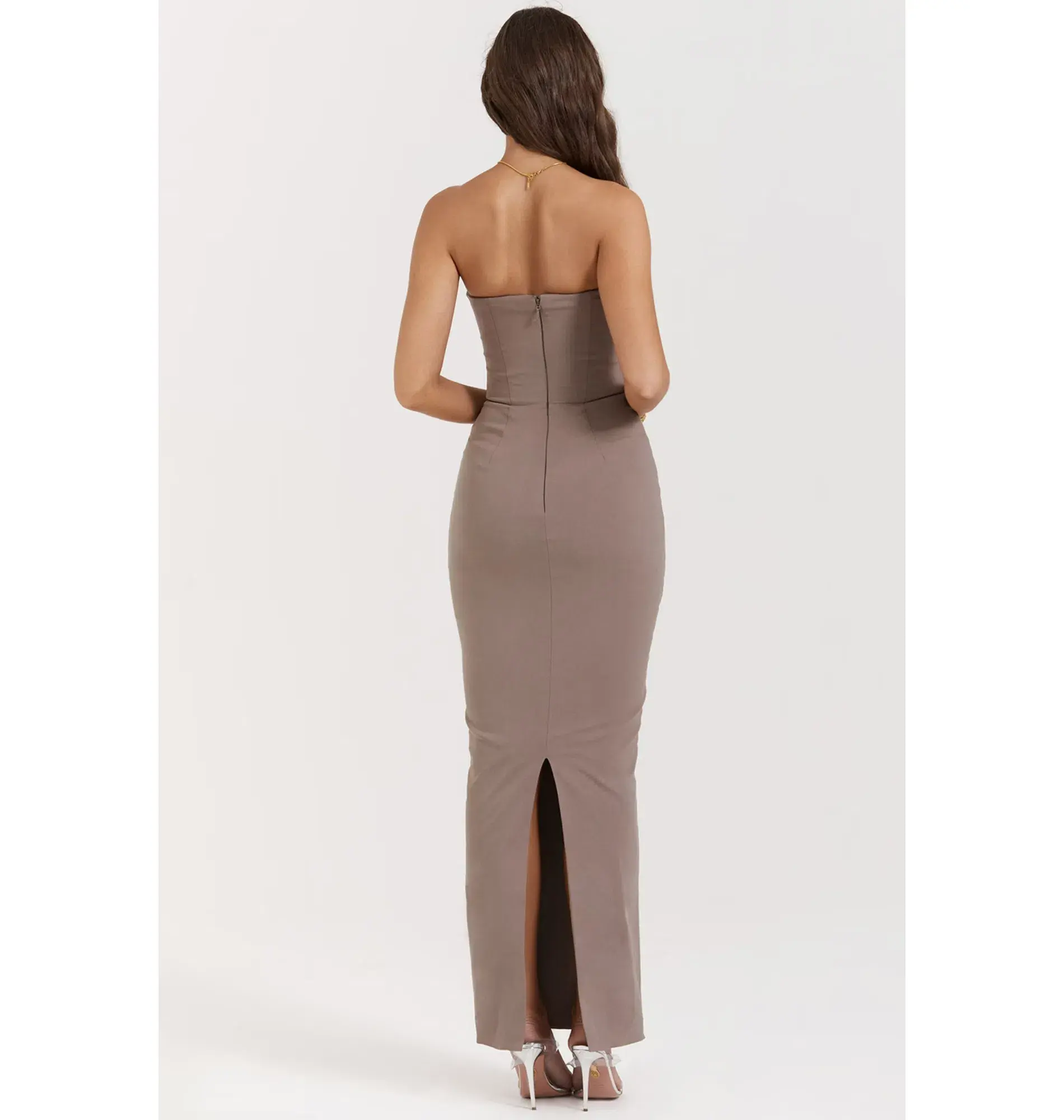 House of CB Lucia Strapless Corset Maxi Dress Taupe Size S / AU 8 - Image 3