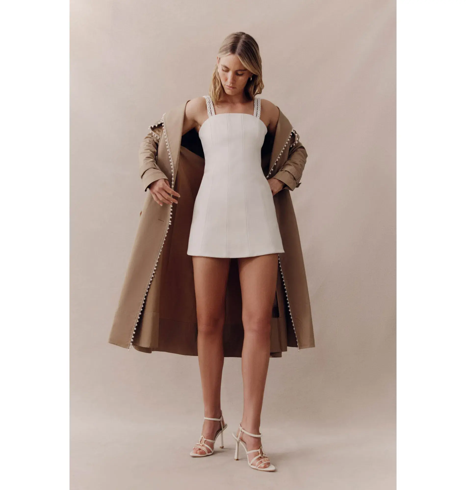Aje Osa Braided Mini Dress Ivory Size AU 8 - Image 1