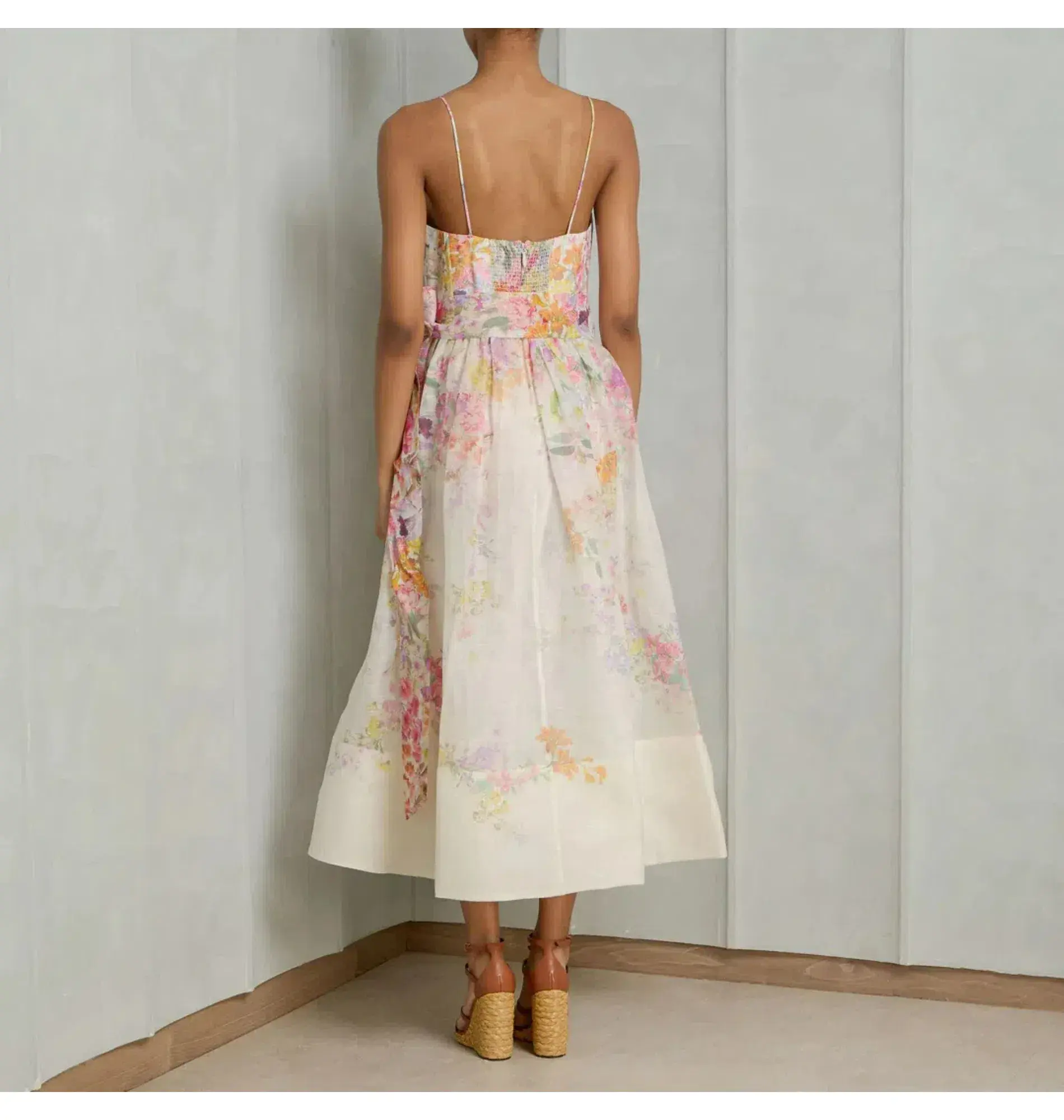 Zimmermann Natura Corset Midi Dress Kaleidoscope Garden Size 2 / AU 12 - Image 3