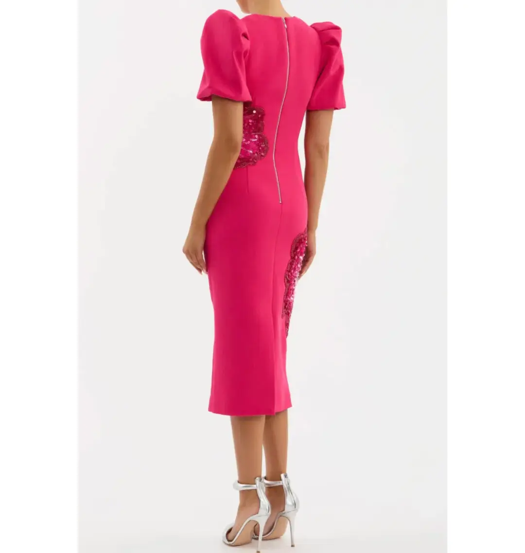 Rebecca Vallance Layana Midi Dress in Raspberry Size AU 10 for rent on The Volte - main image