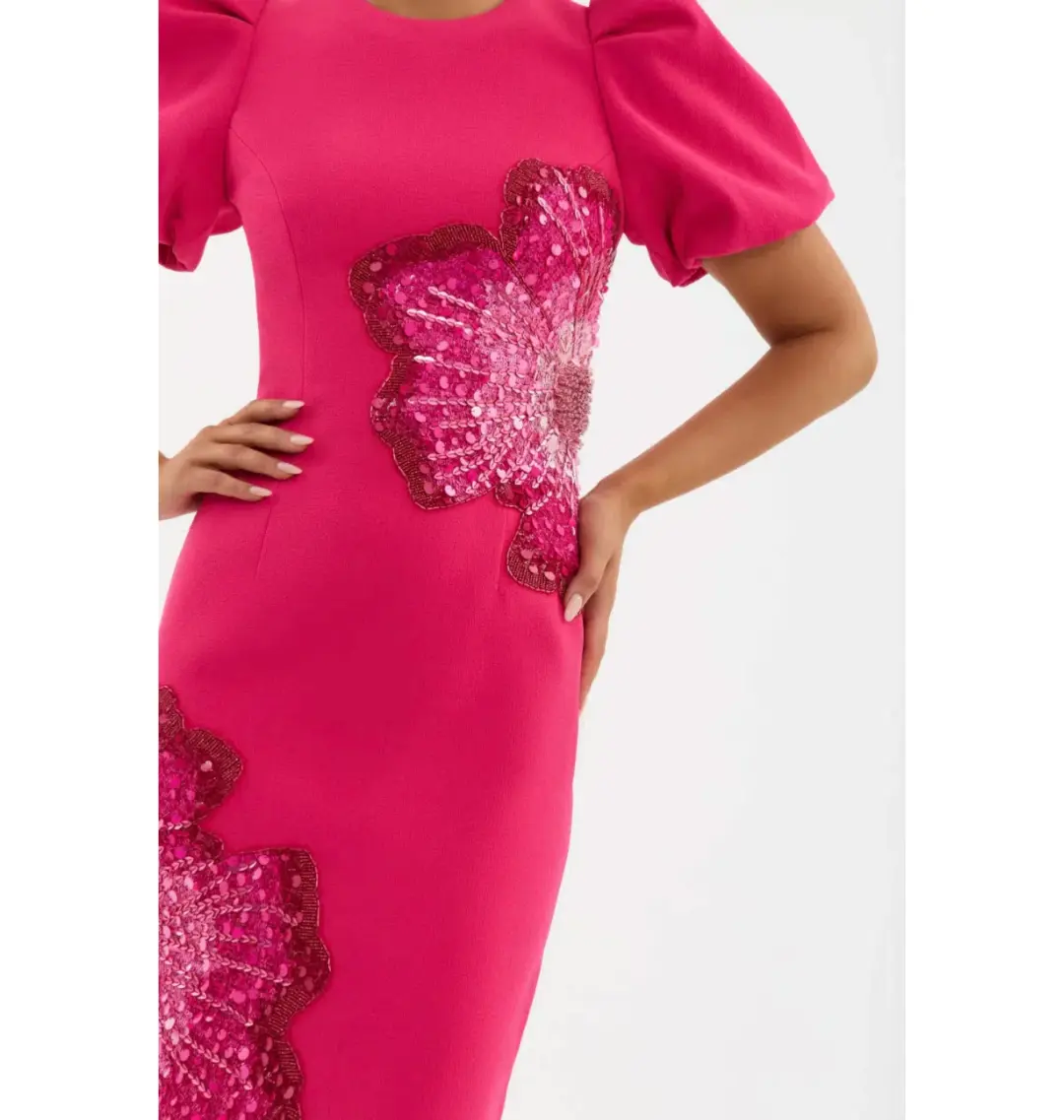 Rebecca Vallance Layana Midi Dress in Raspberry Size AU 10 for rent on The Volte - main image