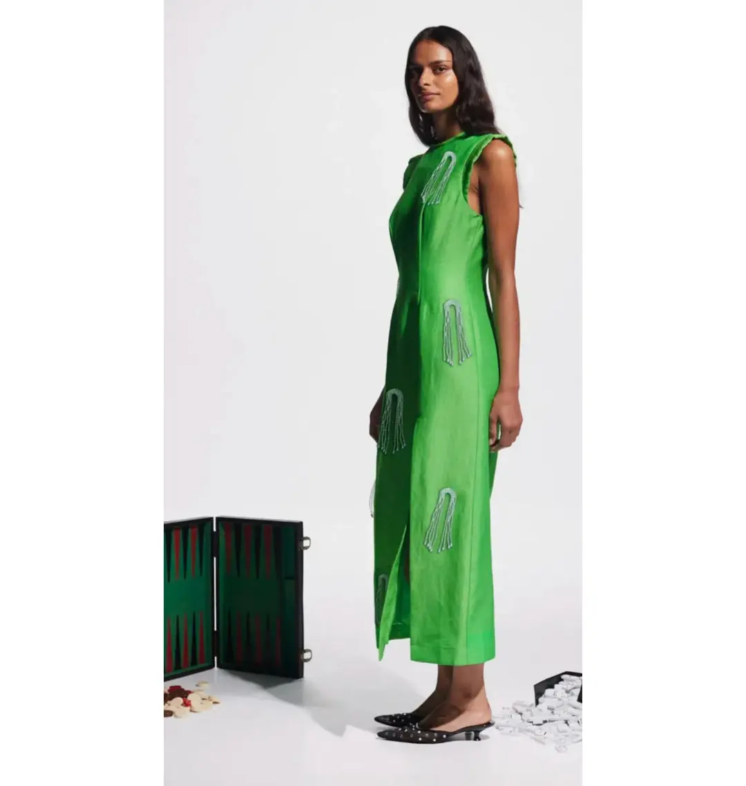 Alemais Dazzle Midi Dress Green Size AU 8 for rent on The Volte - main image