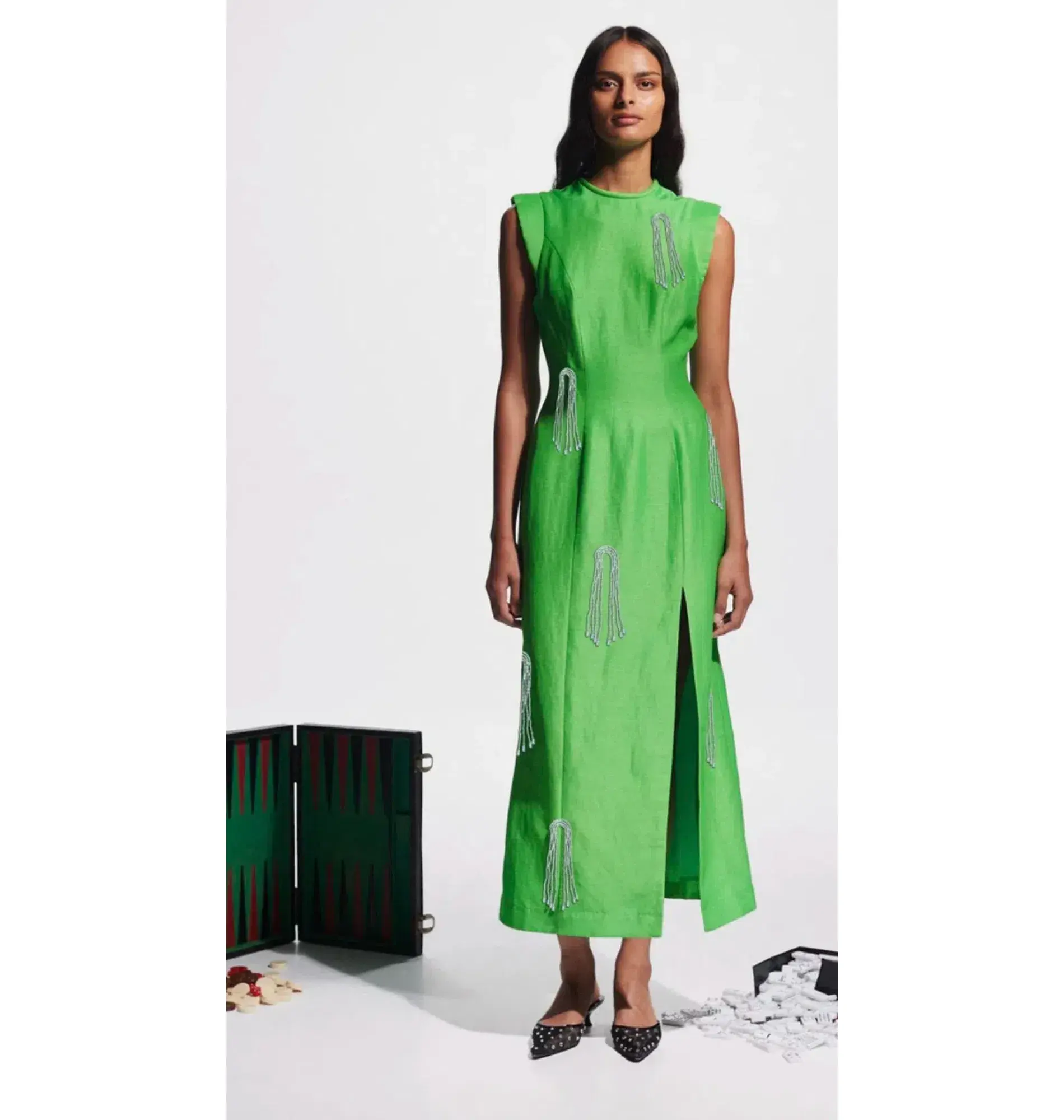 Alemais Dazzle Midi Dress Green Size AU 8 - Image 1