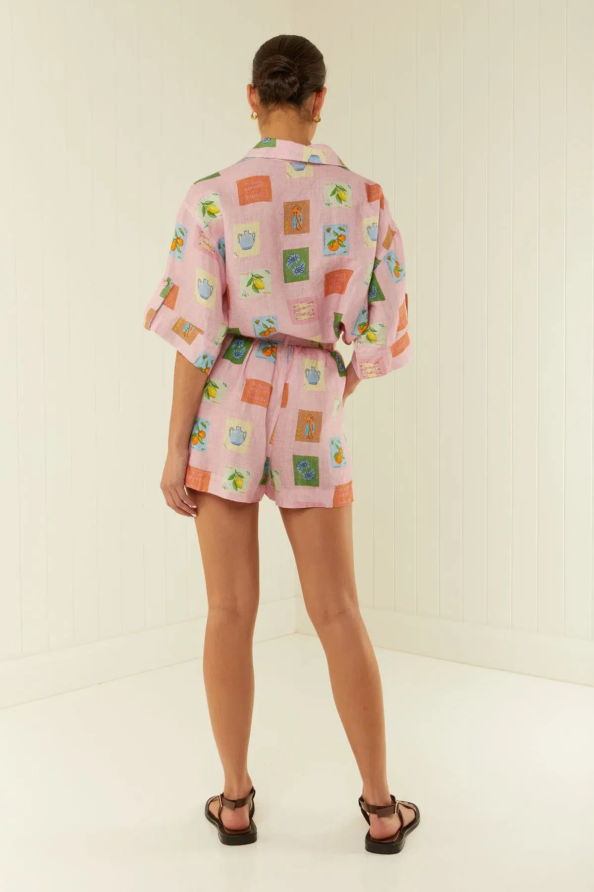 Palm Noosa Mirage Shirt & Rummy Short Set Pink Emblem Size 10 - Image 3