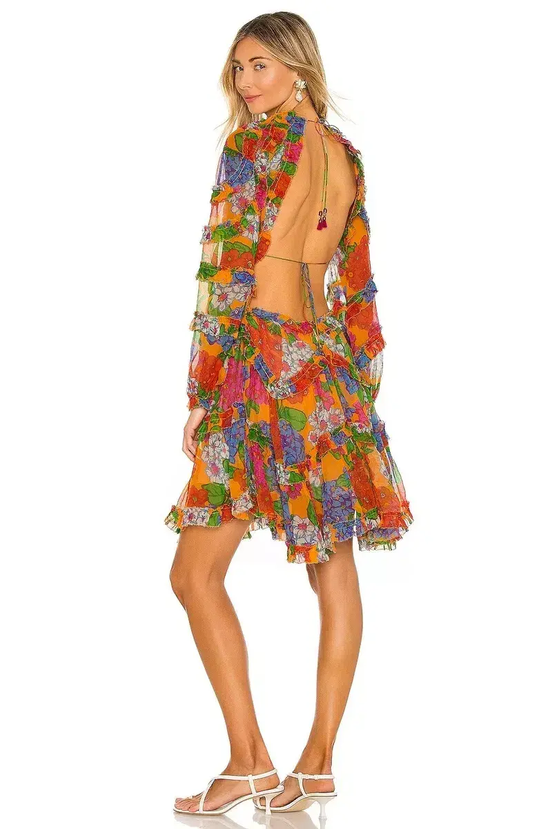 Zimmermann Riders Frill Mini Dress Mango Floral Size 0 / AU 8 - Image 3