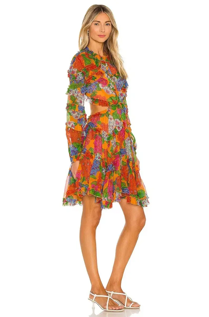 Zimmermann Riders Frill Mini Dress Mango Floral Size 0 / AU 8 - Image 4