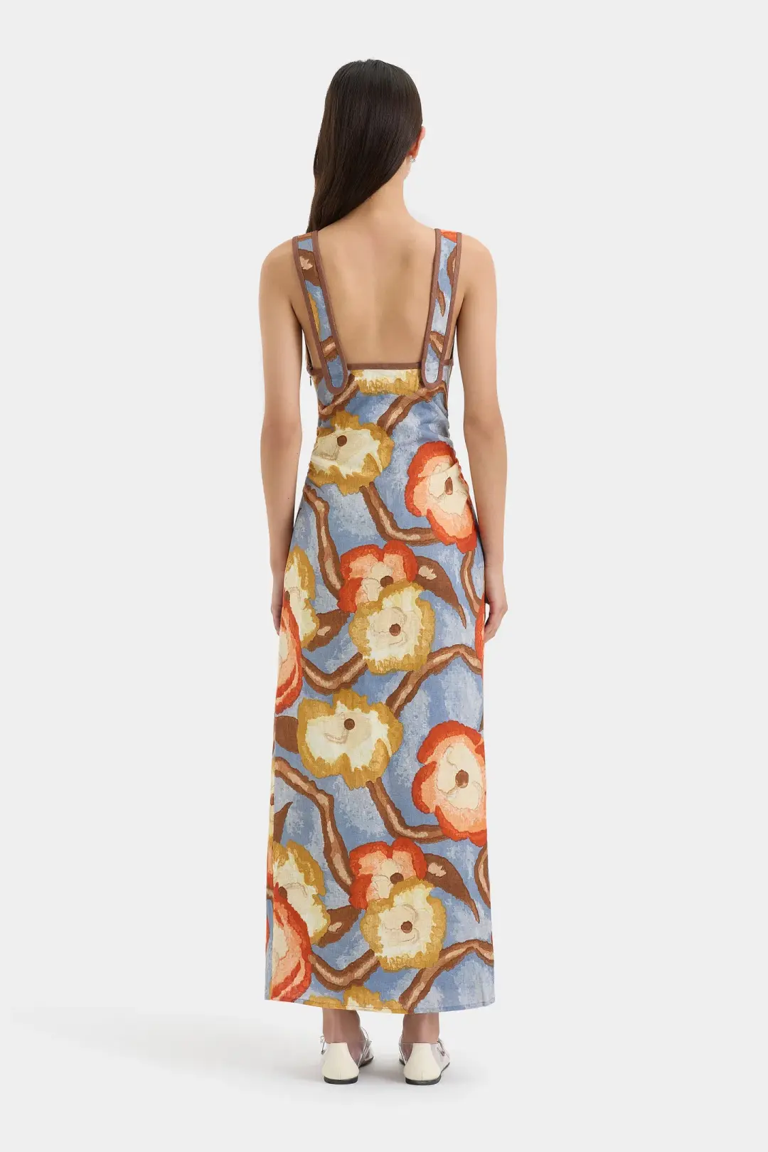 Sir the Label Avery V Neck Midi Dress Camellia Print Size 1 (AU 8) for rent on The Volte - main image