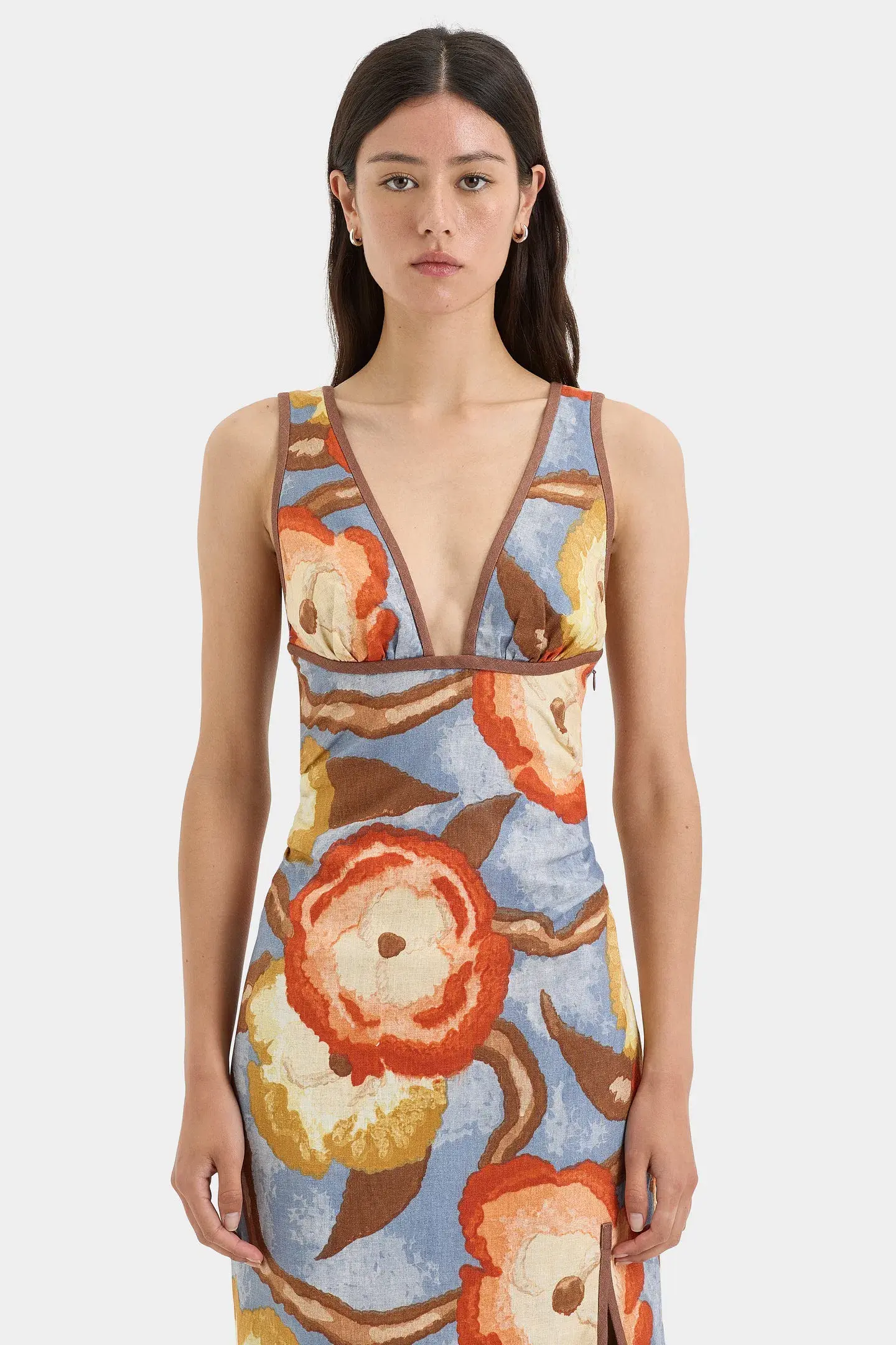 Sir the Label Avery V Neck Midi Dress Camellia Floral Print Size 3 (AU 12) - Image 2
