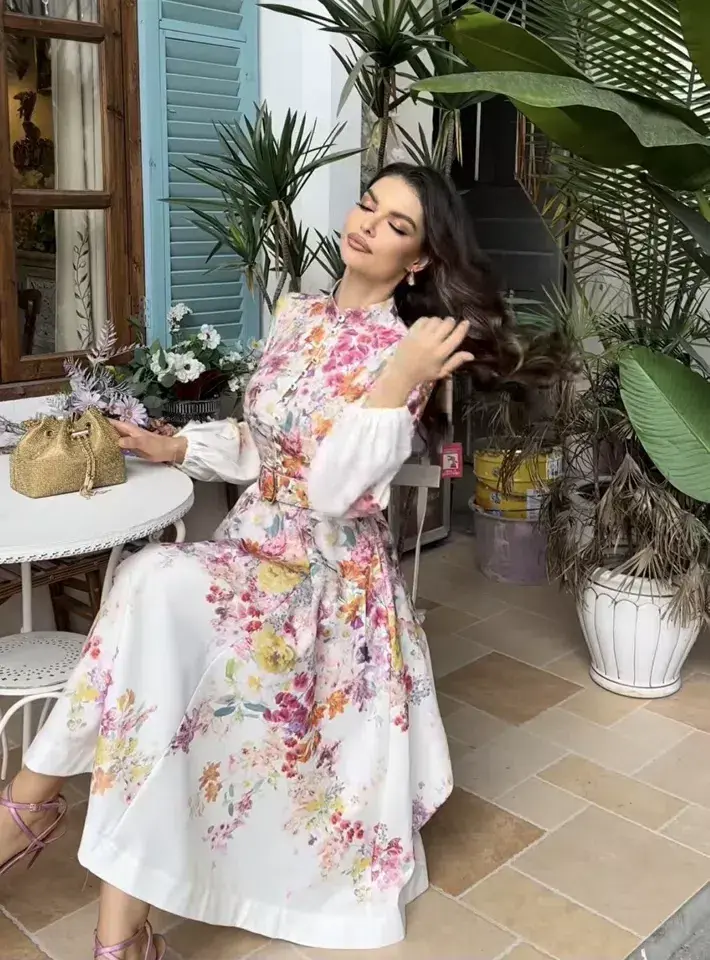 Zimmermann Natura Buttoned Midi Dress in Kaleidoscope Garden Size 0 / AU 8 - Image 1