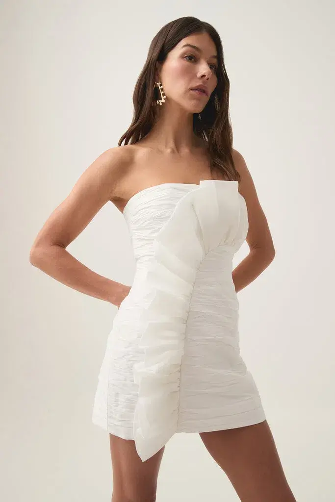 Aje Telma Ruffle Micro Mini Dress Ivory Size 8 - Image 2