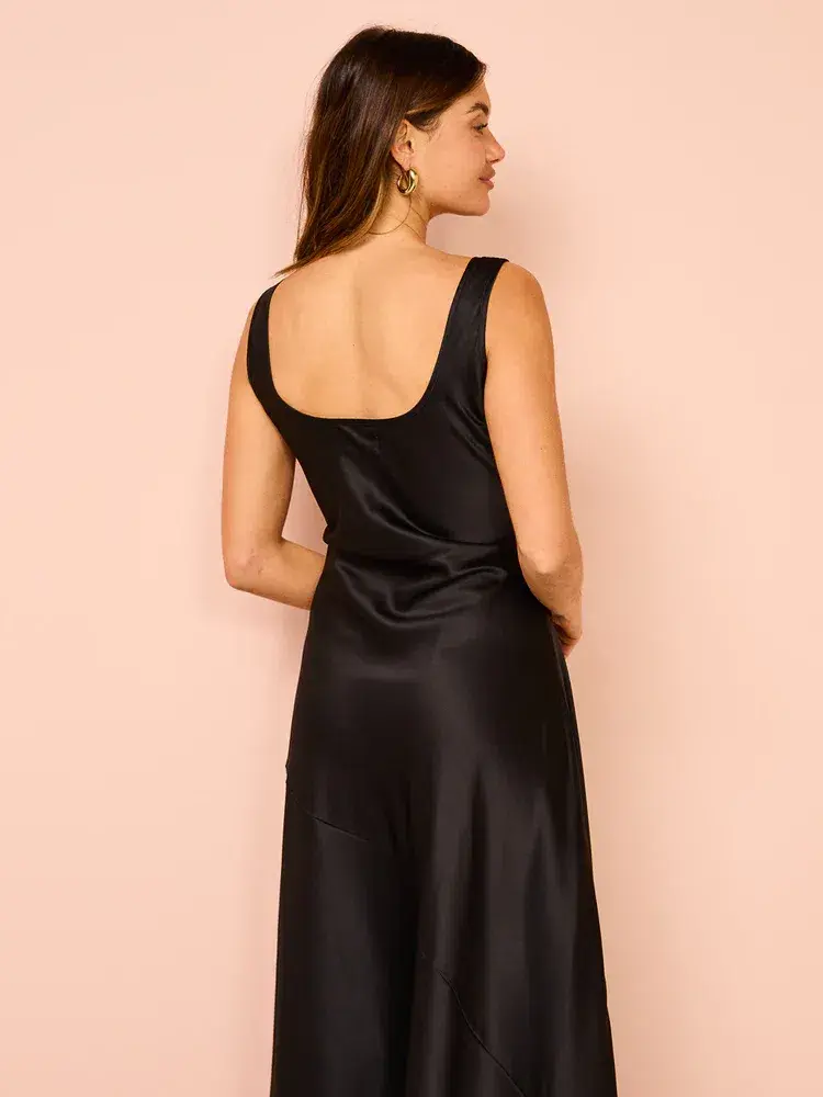 By Nicola Beneath The Stars Bias Cut Slip Dress In Black Size 12 for rent on The Volte - main image