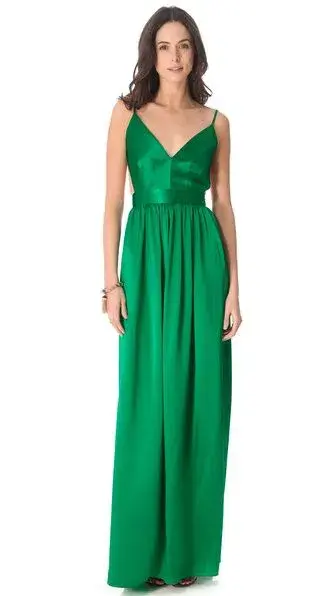 One by Contrarian Babbs Bib Maxi Dress Green Size 6 - Image 3