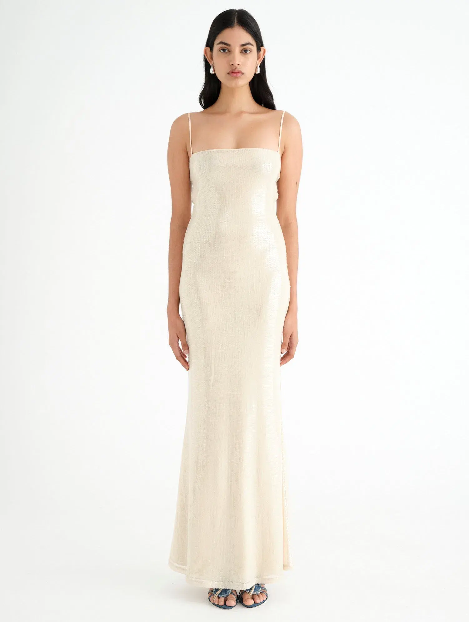 BENNI Juliano Sequin Slip Dress Light Toffee Size S / AU 8 - Image 1