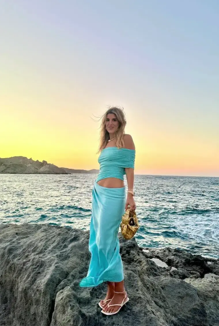 Benni Nico Maxi Off Shoulder Maxi Dress Aquamarine Size S / AU 8 - Image 4