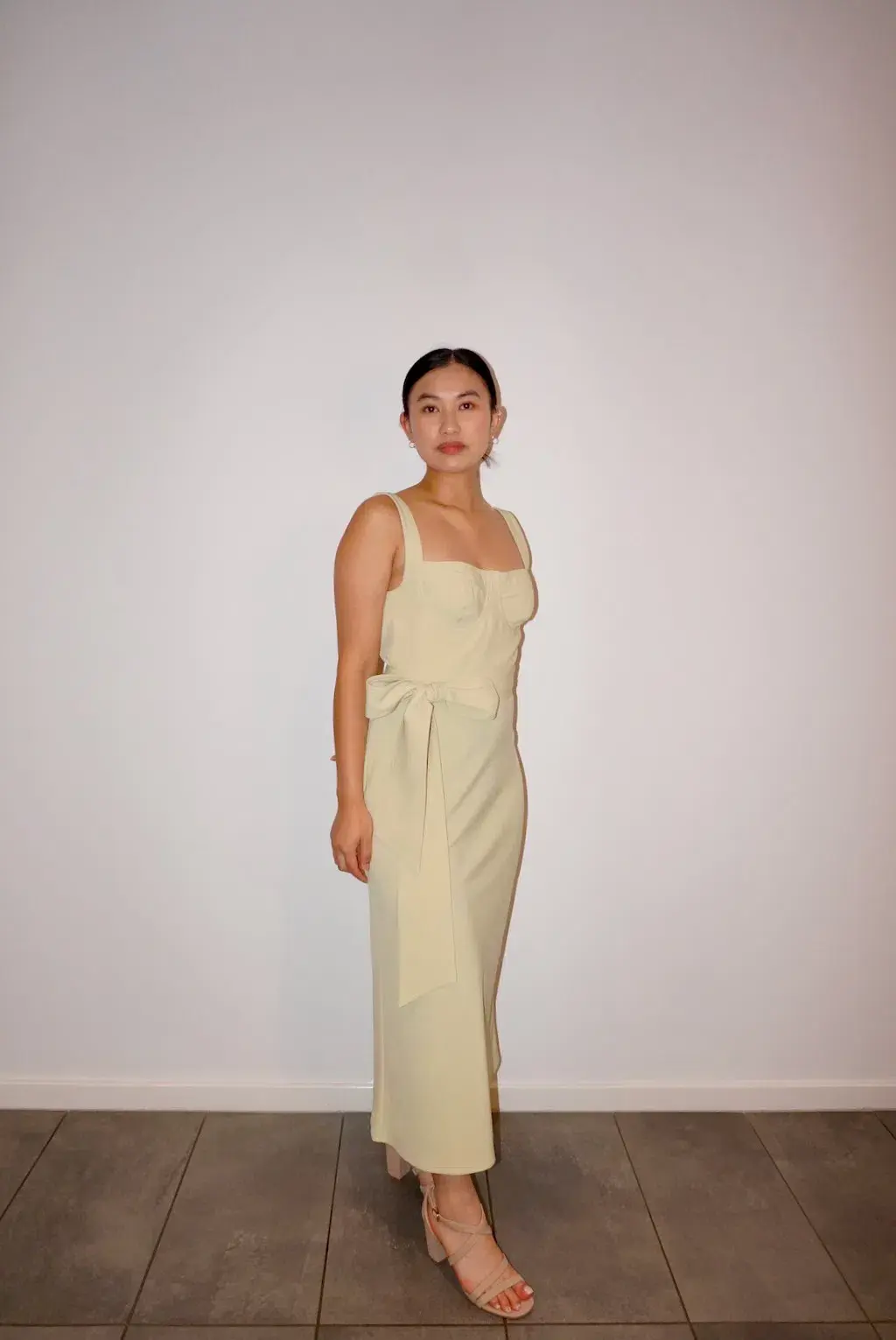 By Johnny Ora Bust Midi Dress Pistachio Size 14 for rent on The Volte - main image