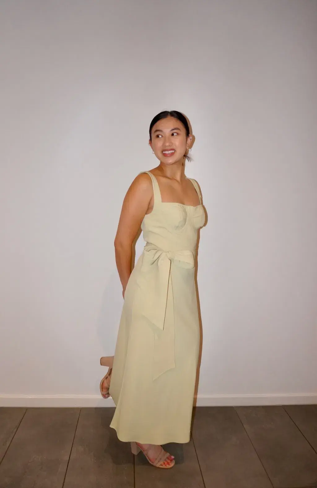 By Johnny Ora Bust Midi Dress Pistachio Size 14 for rent on The Volte - main image