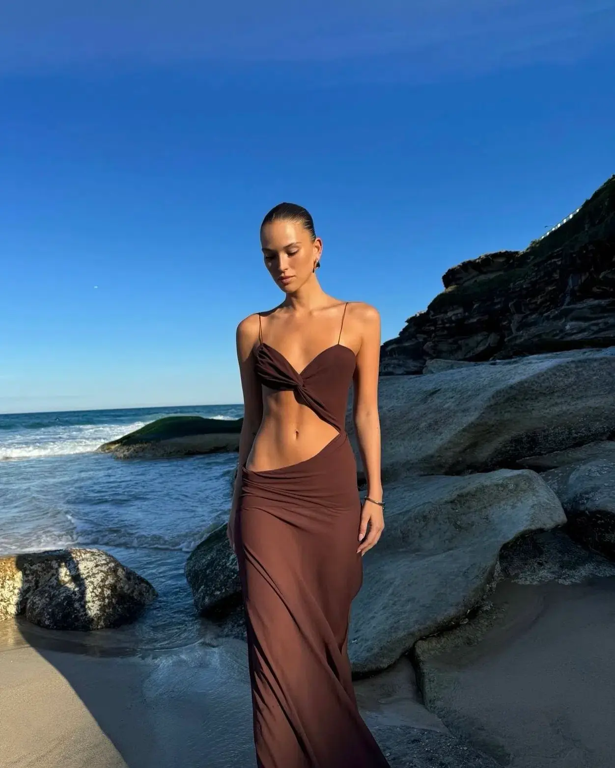 Natalie Rolt Dahlia Dress Espresso Brown Size 1 / AU 8 - Image 2