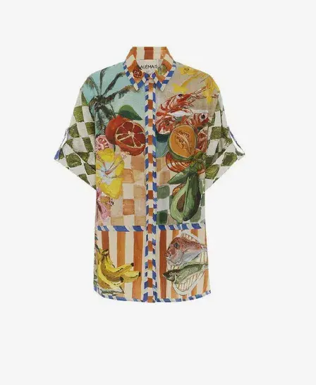 Alemais Theo Shirt and Column Skirt Ivory Print Size AU 16 - Image 2