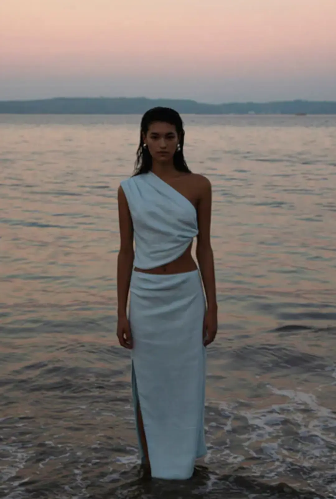 Sir The Label Iris Knot Top & Iris Skirt Set Blue Size 8 for rent on The Volte - main image