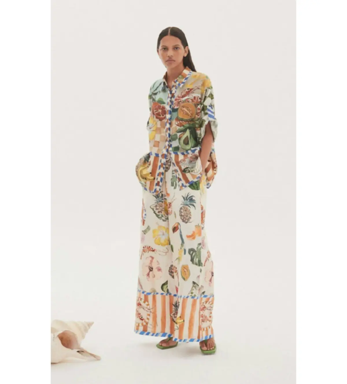 Alemais Theo Shirt and Pant Set Ivory Print Size AU 16 - Image 2