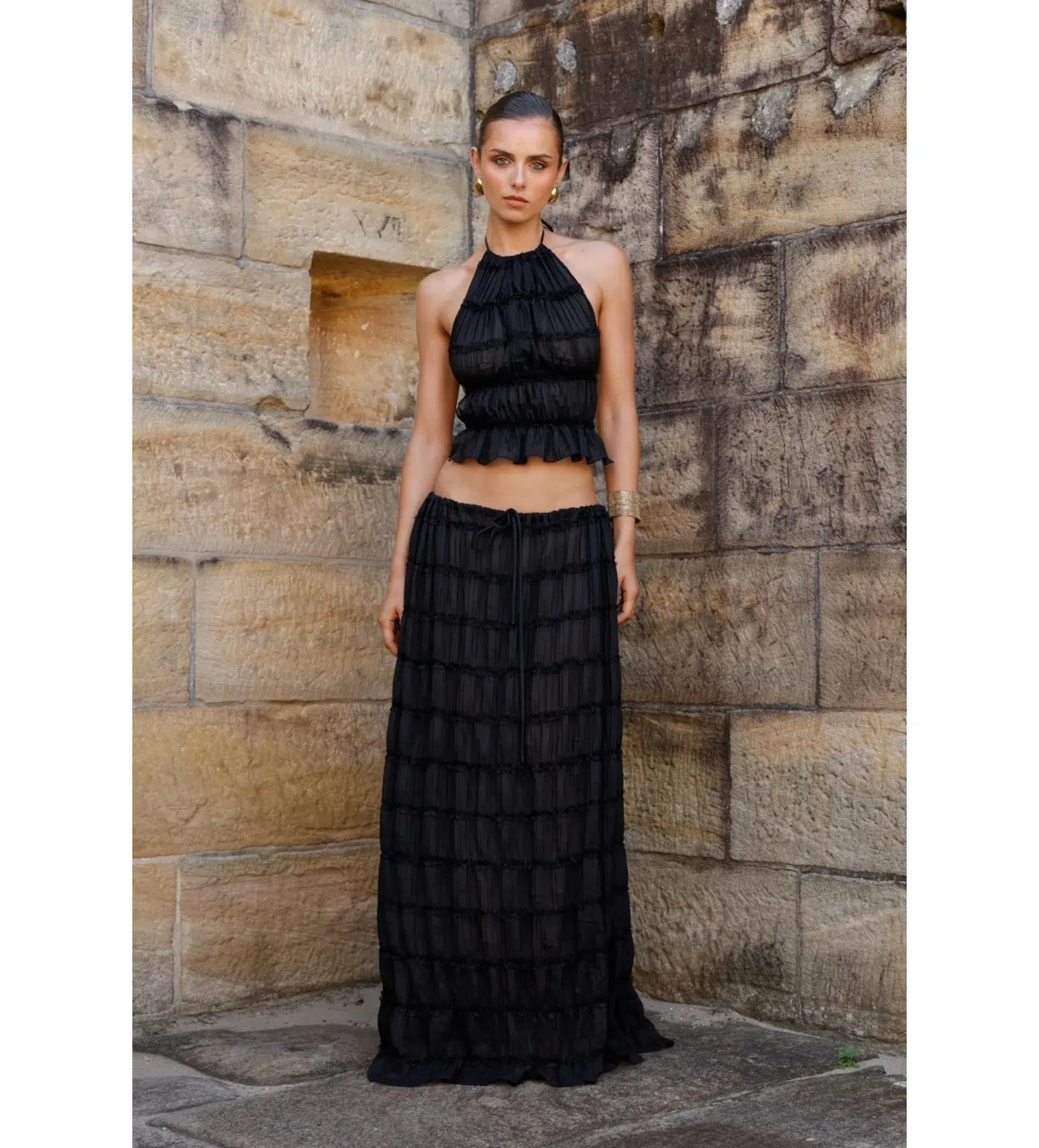 Arcina Ori Juliette Halter and Skirt Set in Black Size 6 - Image 1