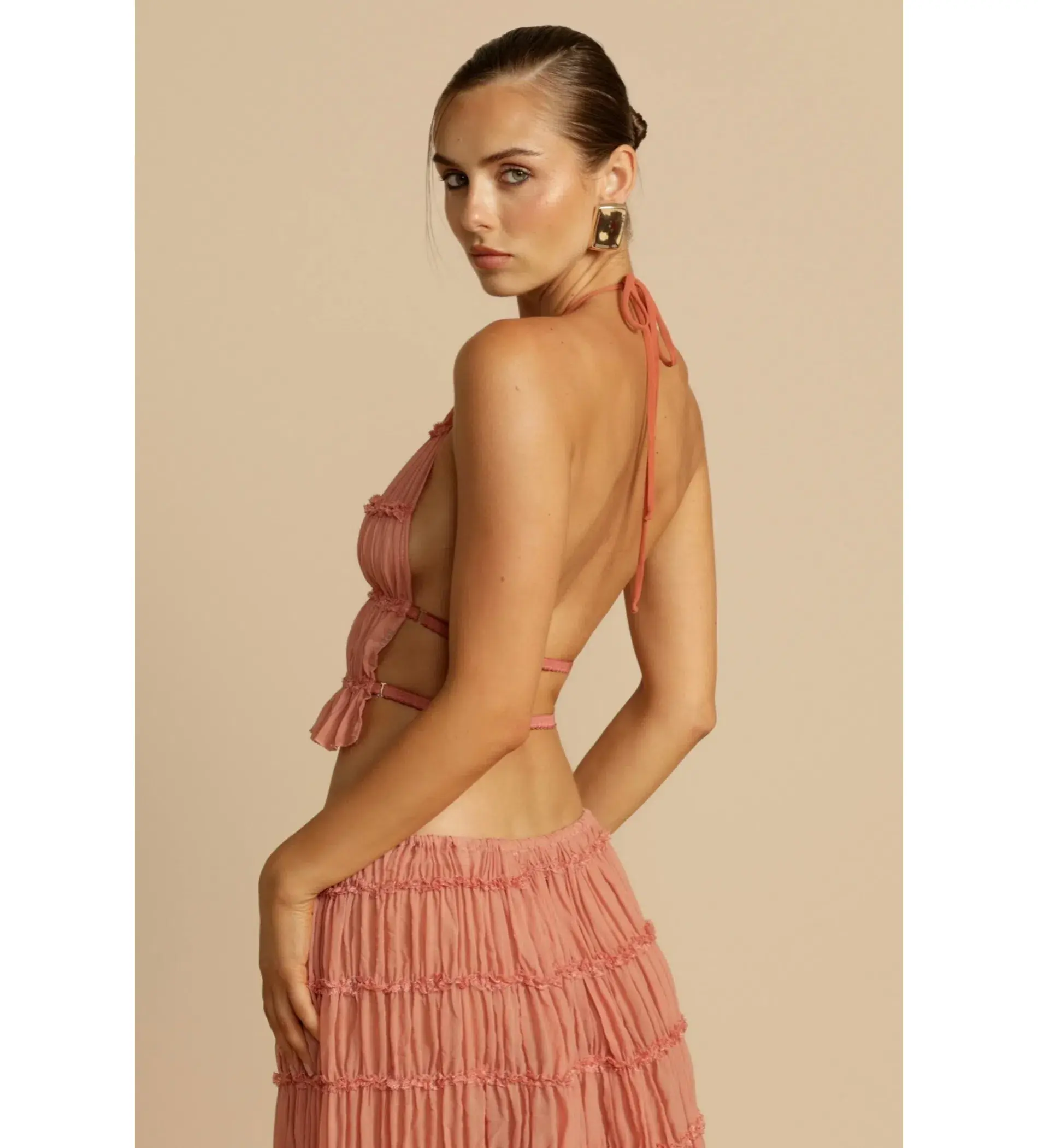 Arcina Ori Juliette Halter and Skirt Set in Peach Size S/Au 6  - Image 2