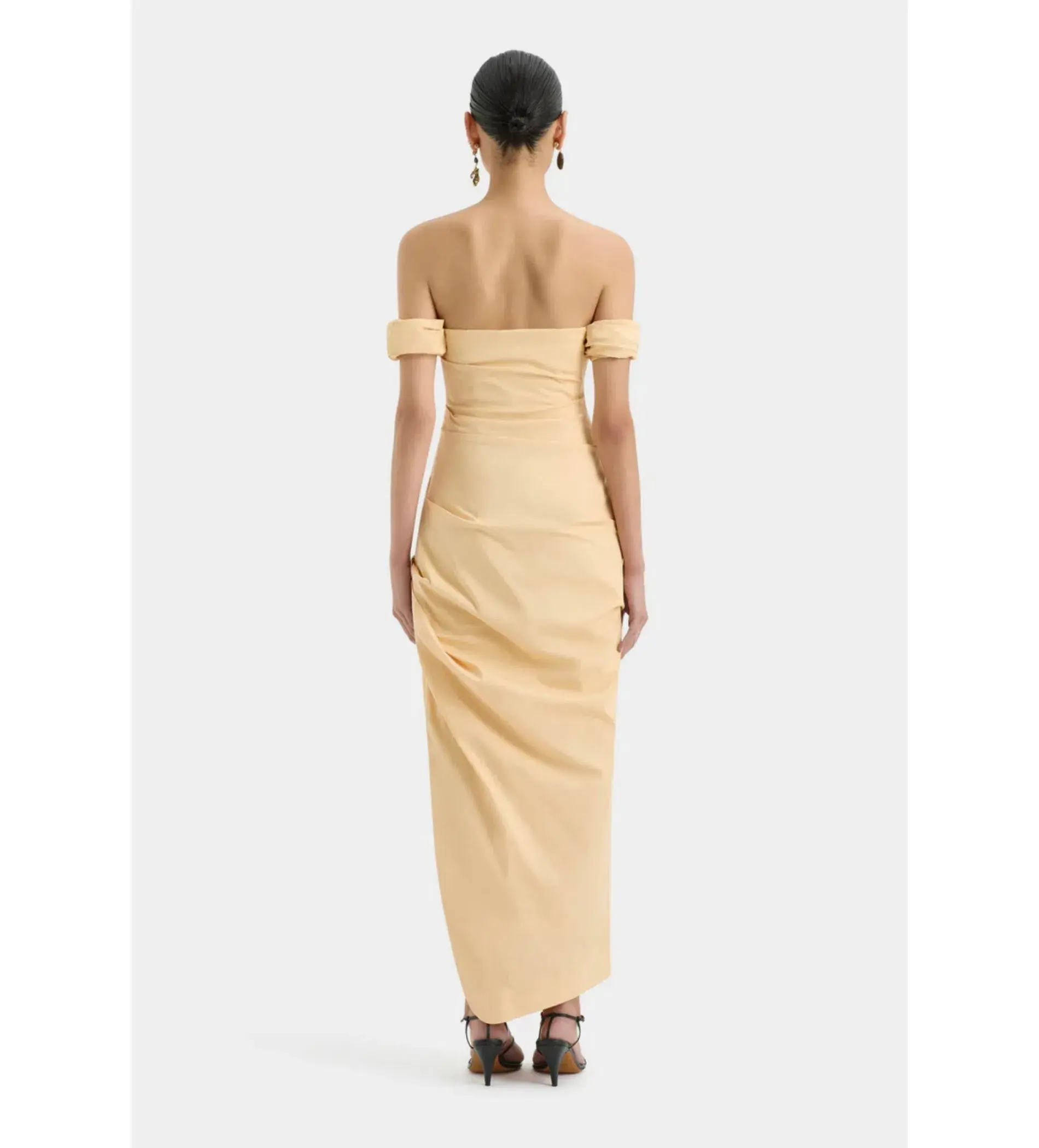 Sir the Label The Carmen Draped Gown in Light Peach Size 2/Au 10  - Image 3