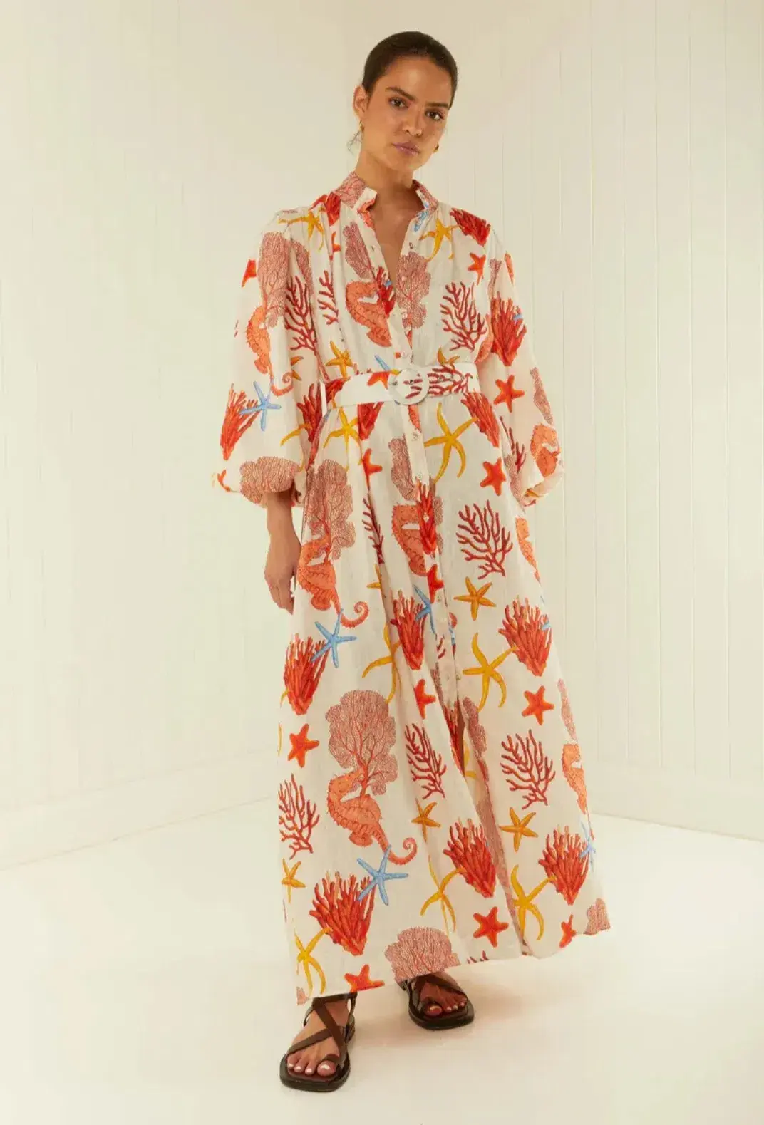 Palm Noosa Noddy Maxi Dress in Coral Print Size 10 - Image 2