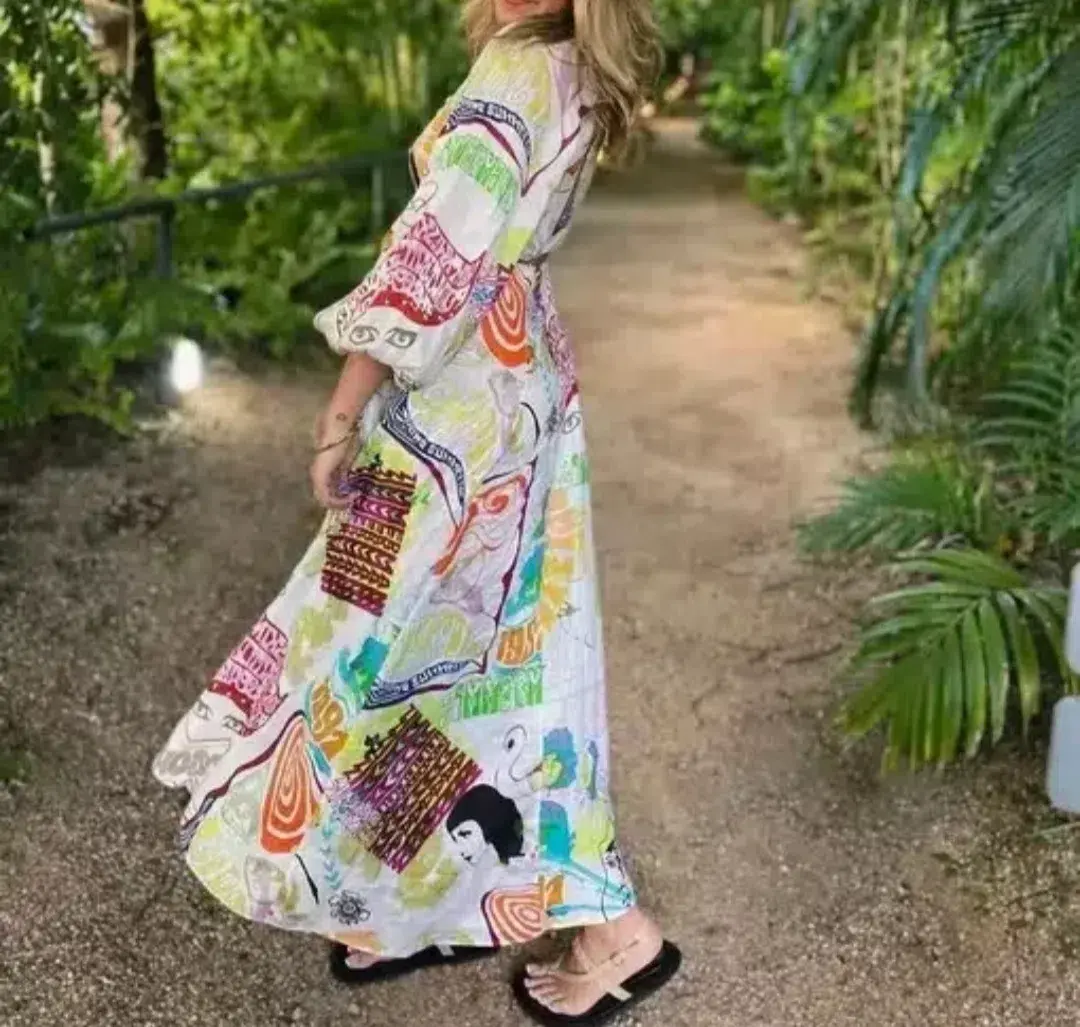 Zimmermann Shelly Billow Long Sleeve Dress in Poster Print Size 1 / AU 10 for rent on The Volte - main image