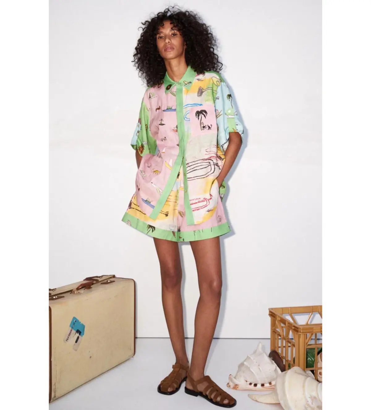 Alemais Jet Shirt and Short Set Multi Print Size 8  - Image 1