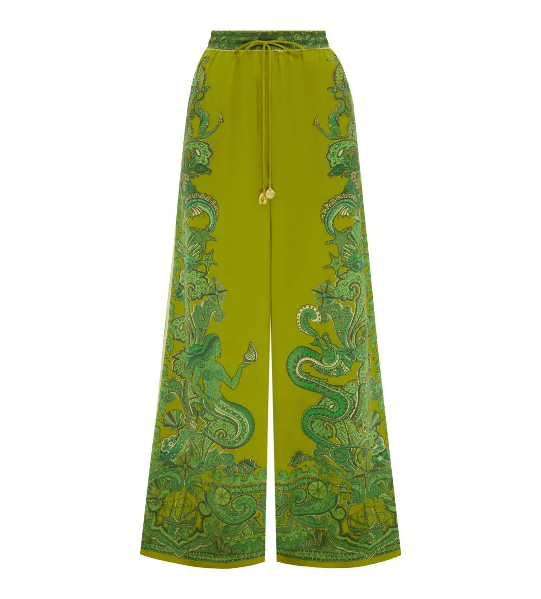 Alemais Solaris Silk Shirt and Pant Set Green Size 6 for rent on The Volte - main image