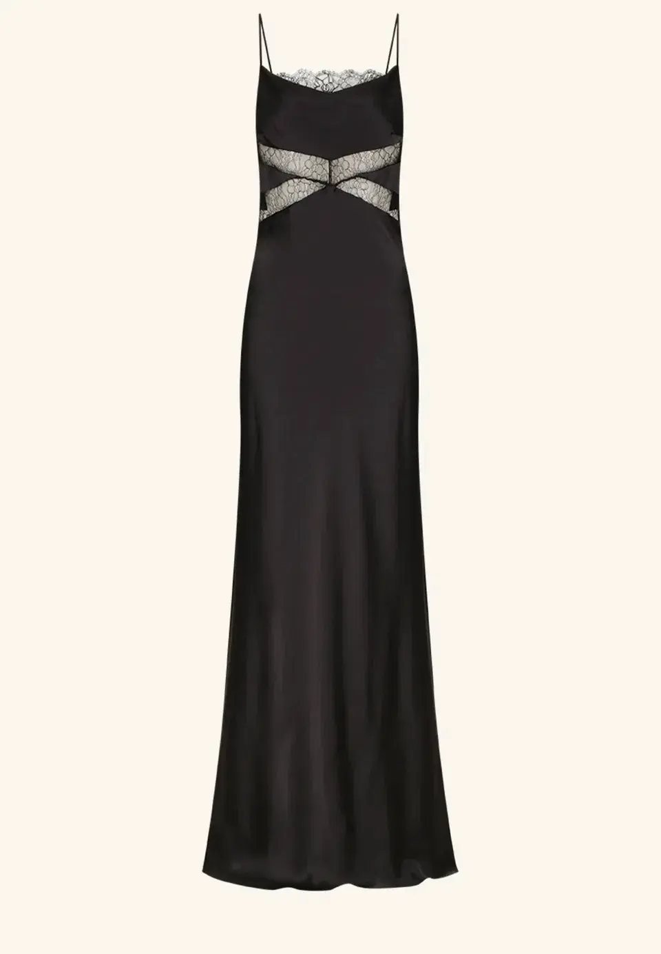 Shona Joy Leticia Silk Cowl Neck Lace Maxi Dress Black Size 6  - Image 6