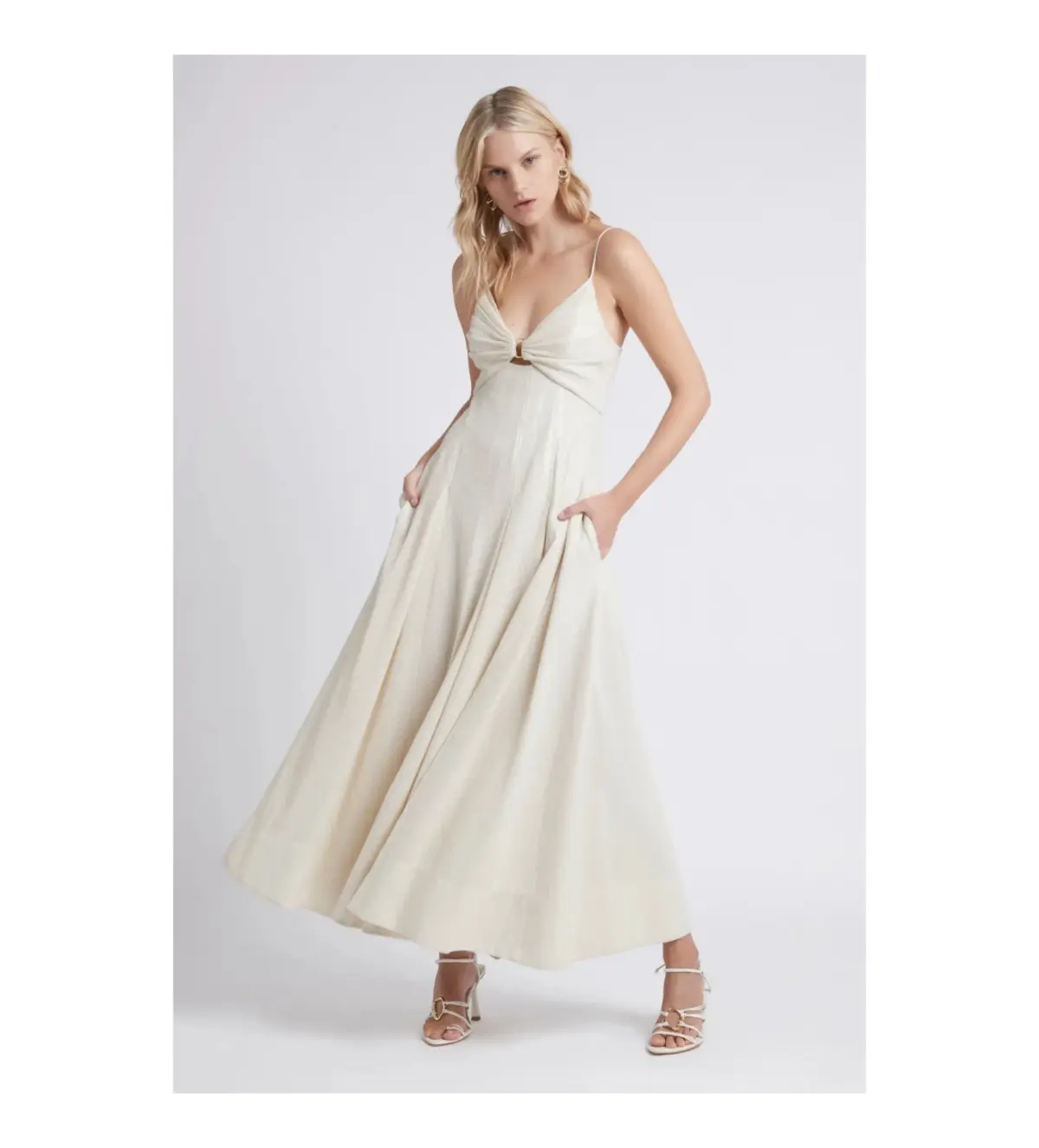 Aje Idyllic Strappy Sequin Dress White Size 8 - Image 1