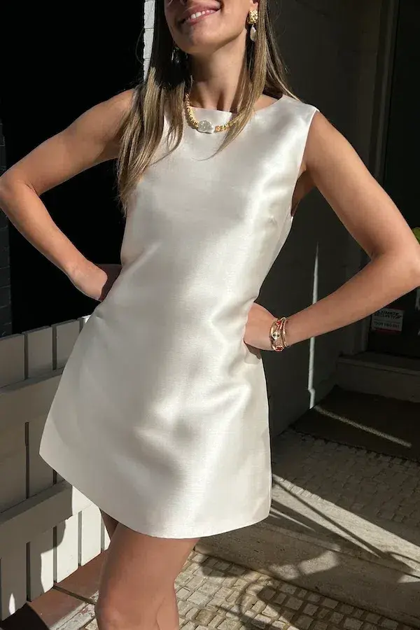 Odd Muse The Ultimate Muse Satin Shift Dress Cream/Blush Size L/Au 12  - Image 6