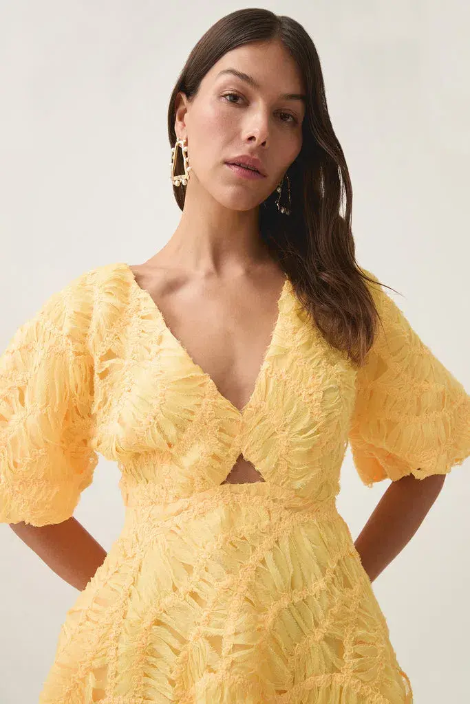 Aje Florential Mini Swing Dress Soft Yellow Size 12 - Image 3