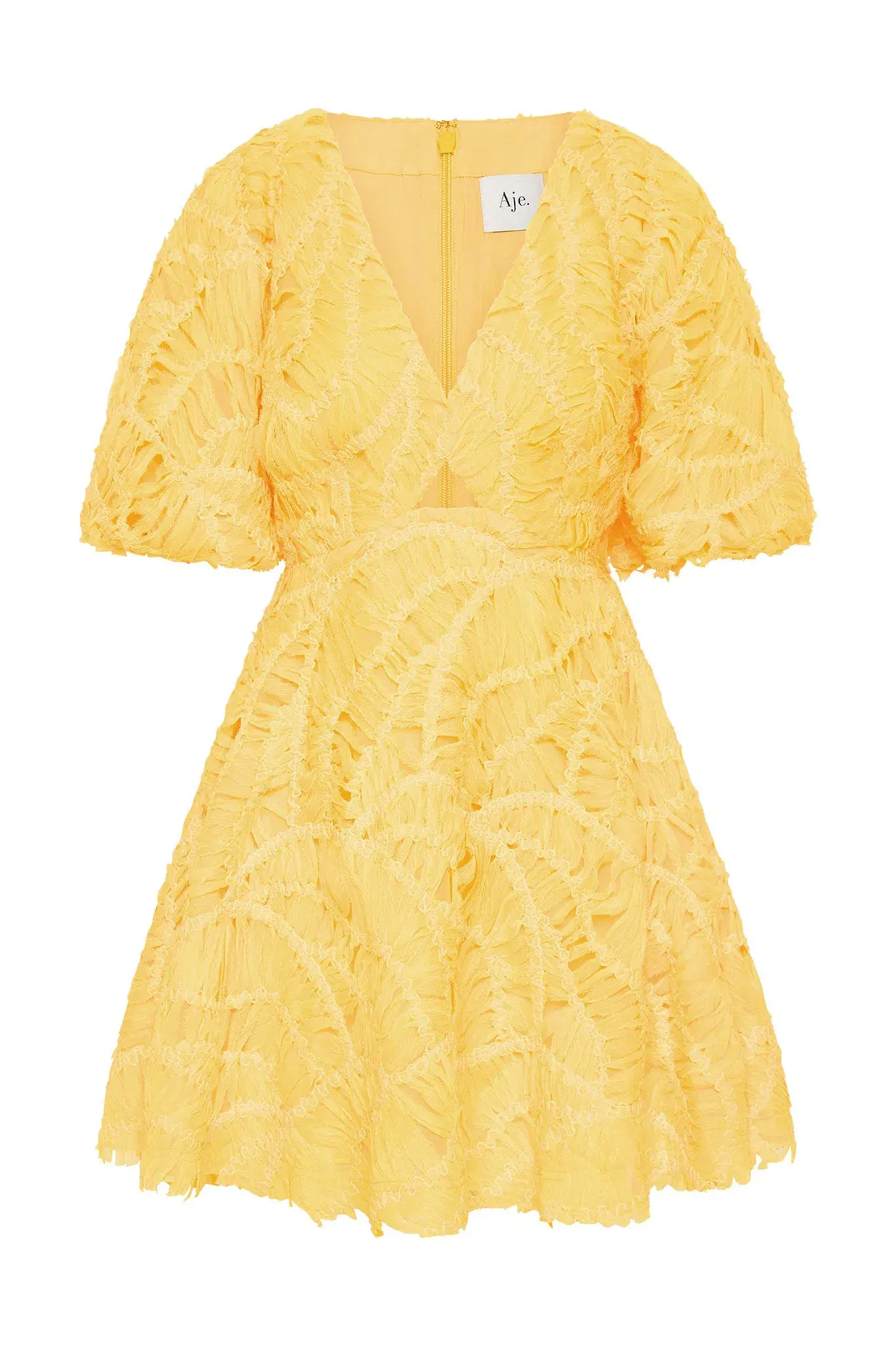 Aje Florential Mini Swing Dress Soft Yellow Size 12 - Image 4