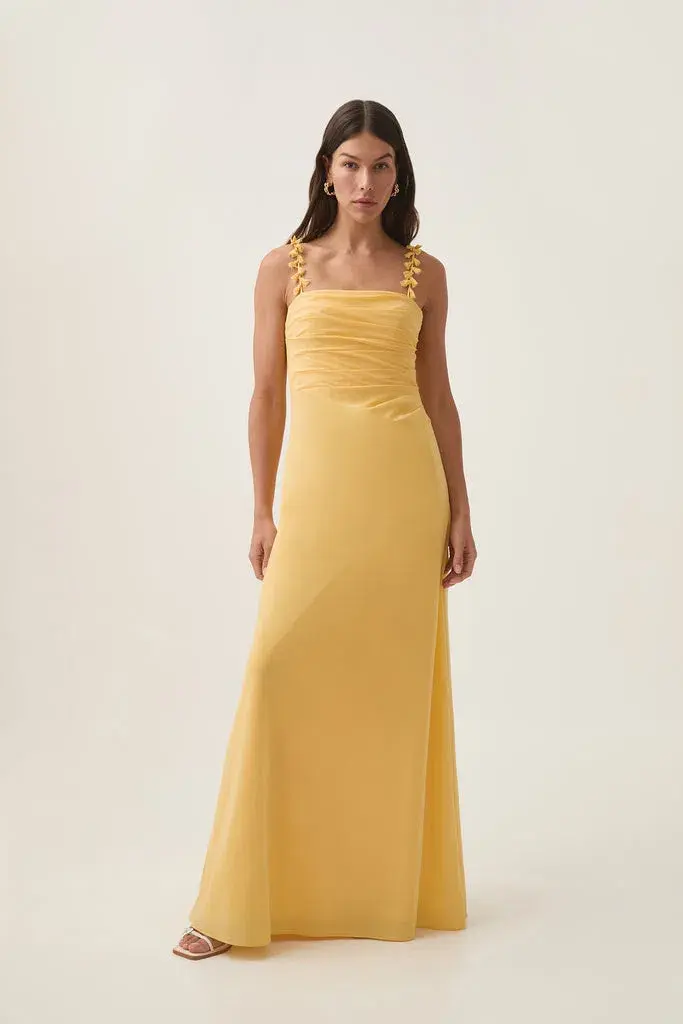 Aje Soulful Pom Pom Midi Dress Soft Yellow Size 14 - Image 1