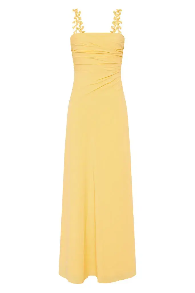Aje Soulful Pom Pom Midi Dress Soft Yellow Size 14 - Image 3