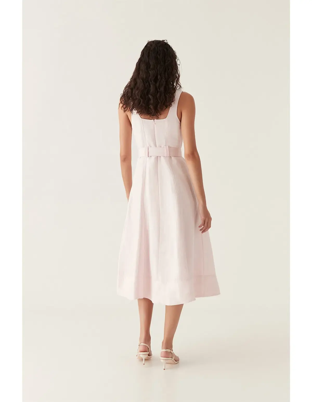 Aje Clay Belted Midi Dress Pastel Pink size8 - Image 7