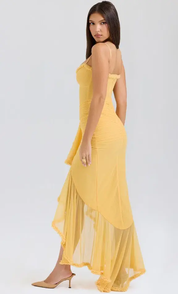 House of CB Gabbi Ruffled Front Gown Apricot Size L / AU 12 - Image 3